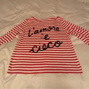J. Crew Red and White Striped Women’s 3/4 Sleeve Tee
